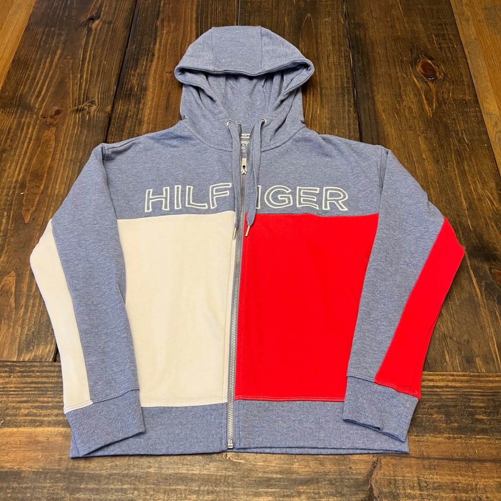 Tommy Hilfiger Sport‎ Colorblock spellout Full Zip Hoodie Jacket Womens XS